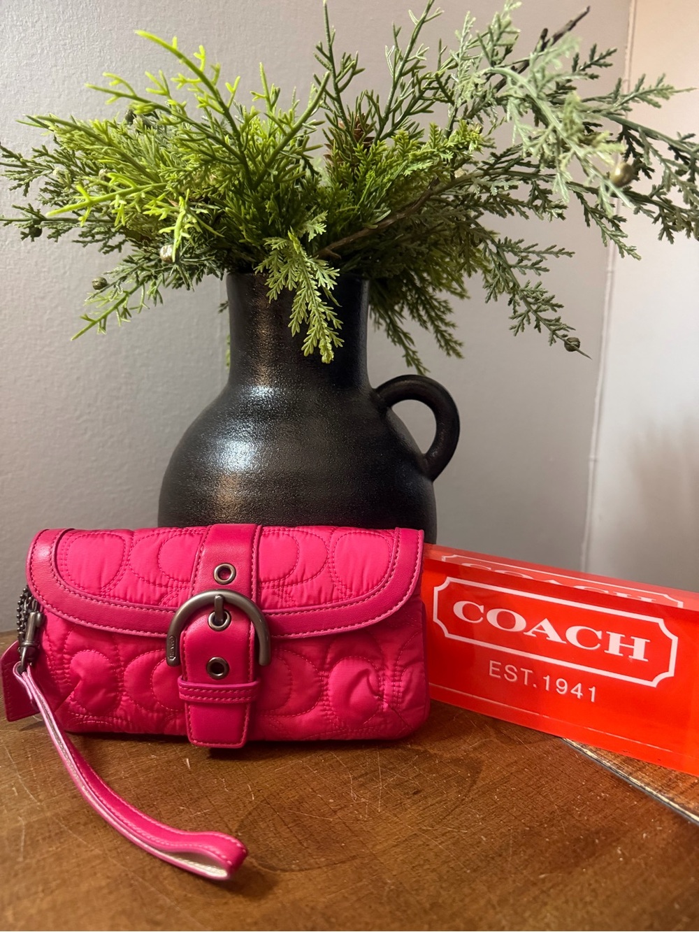 Coach Y2K SoHo Pink Quilted Wristlet